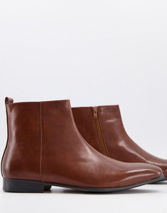 Строгие светло-коричневые ботильоны с отделкой по бокам Truffle Collection-Светло-коричневый