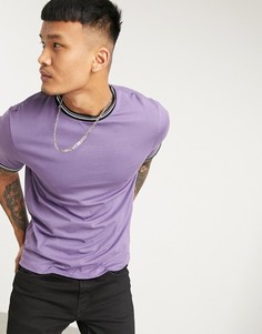Темно-фиолетовая футболка из органического хлопка с окантовкой ASOS DESIGN-Фиолетовый цвет