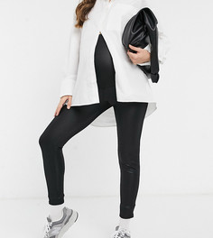 Черные леггинсы с эффектом мокрой ткани Missguided Maternity-Черный