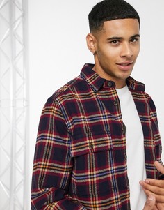 Разноцветная рубашка навыпуск в клетку тартан из фланели с начесом ASOS DESIGN-Многоцветный