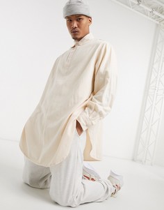 Рубашка без застежки максимально свободного кроя oversize из саржи цвета экрю ASOS DESIGN-Бежевый