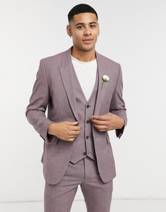 Приталенный пиджак винного цвета ASOS DESIGN wedding-Фиолетовый цвет