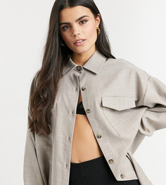 Фактурная куртка-рубашка ASOS DESIGN Petite-Коричневый цвет