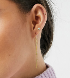 Серебряные позолоченные серьги с подвесками-цепочками ASOS DESIGN-Золотистый
