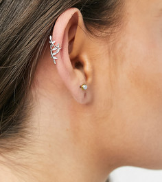 Кафф из стерлингового серебра в виде листочка ASOS DESIGN-Серебристый