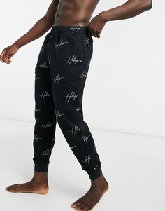 Черные джоггеры для дома со сплошным принтом логотипа Hollister-Черный цвет