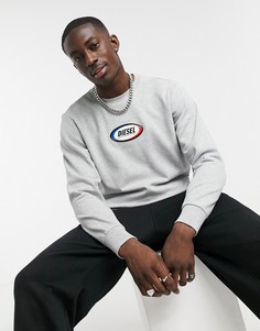 Серый свитшот с круглым вырезом Diesel s-girk n85