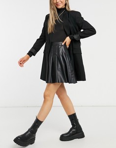 Черная плиссированная юбка из искусственной кожи New Look-Черный цвет