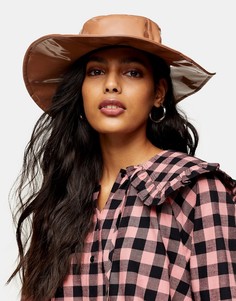 Виниловая шляпа цвета сливочной ириски Topshop-Светло-коричневый