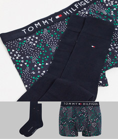 Комплект из темно-синих боксеров-брифов и носков с логотипом Tommy Hilfiger-Темно-синий