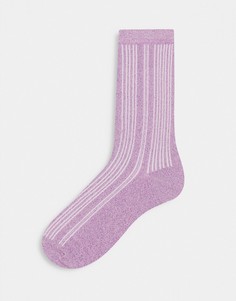 Сиреневые носки в полоску Selected Femme-Розовый
