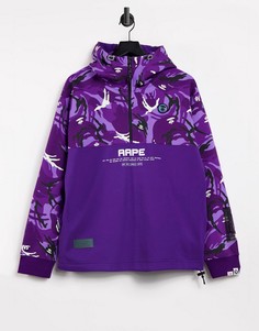 Худи фиолетового цвета с камуфляжным принтом и с короткой молнией AAPE By A Bathing Ape neo world-Фиолетовый цвет