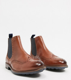 Светло-коричневые кожаные ботинки челси на широкую ногу с контрастной вставкой Silver Street-Светло-коричневый