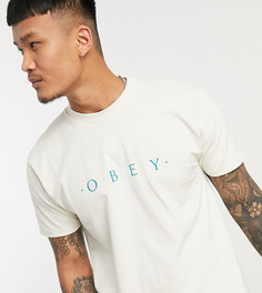 Кремовая футболка с логотипом на груди Obey Novel – эксклюзивно для ASOS-Кремовый