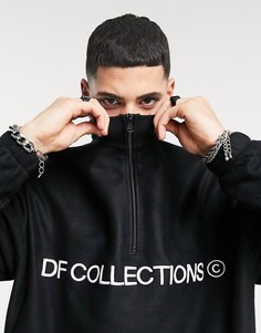 Черный флисовый oversized-свитшот с короткой молнией от комплекта ASOS Dark Future-Черный цвет
