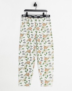 Пижамные штаны с новогодним принтом с оленями ASOS DESIGN-Голубой