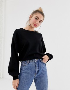 Кроп-топ с объемными рукавами Monki-Черный