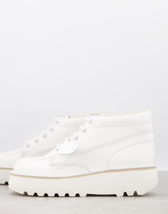 Белые кожаные ботинки на толстой платформе Kickers-Белый