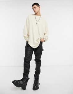 Бежевый oversized-свитшот с ассиметричным краем ASOS DESIGN