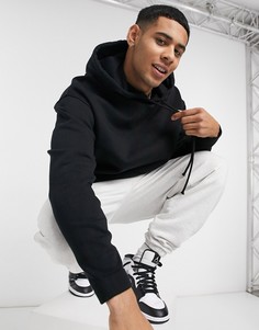 Черное худи oversized с закругленным нижним краем из органического хлопка ASOS DESIGN-Черный цвет