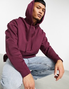 Бордовое худи в стиле oversized с асимметричным подолом из органического хлопка ASOS DESIGN-Красный