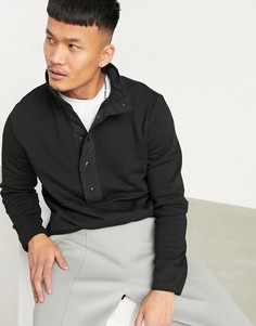 Черный свитшот с высоким воротником и кнопками ASOS DESIGN-Черный цвет
