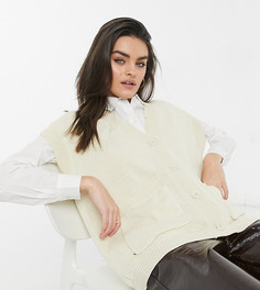 Oversized жилет-кардиган в стиле casual вязкой косами Loose Threads-Бежевый