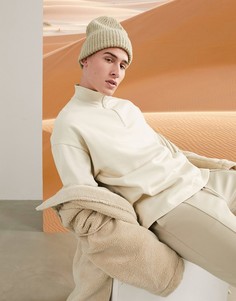 Бежевый oversize-свитшот с молнией ASOS DESIGN