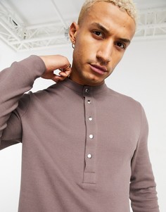 Коричневый лонгслив из плотного вафельного трикотажа ASOS DESIGN-Коричневый цвет