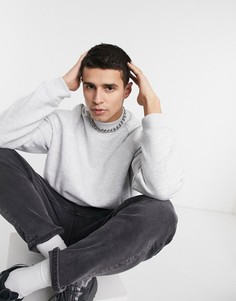 Белый меланжевый свитшот с высоким воротником и рукавами реглан ASOS DESIGN