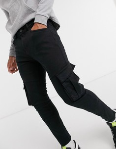Черные супероблегающие брюки карго Bershka-Черный