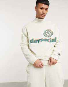 Бежевый спортивный костюм в стиле oversized с вышитым логотипом ASOS Daysocial