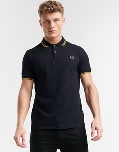 Темно-синяя футболка-поло с контрастным воротником Fred Perry-Темно-синий