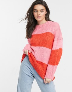 Пушистый полосатый джемпер в стиле oversized ASOS DESIGN-Розовый цвет