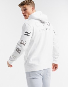 Белый худи с крупным принтом логотипа на груди и рукавах Abercrombie & Fitch