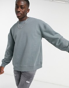 Oversized-свитшот серого выбеленного цвета от комплекта Topman-Серый