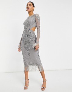 Серебристое платье мидакси с вырезом на спине Starlet-Серебристый