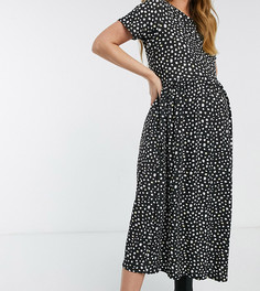 Свободное платье миди с пятнистым принтом Wednesdays Girl Maternity-Черный цвет