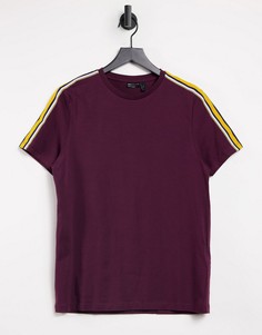 Бордовая футболка из органического хлопка с окантовкой ASOS DESIGN-Красный