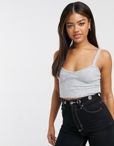 Серая вязаная майка от комплекта-двойки Bershka-Серый