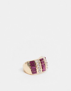 Золотистое кольцо с розовым кристаллом ASOS DESIGN-Золотистый