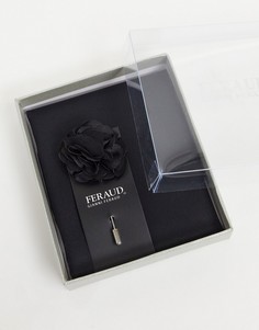 Однотонный платок-паше и булавка на лацкан Gianni Feraud-Черный цвет