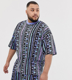 Комбинируемая oversize-футболка с ацтекским принтом ASOS DESIGN Plus-Мульти