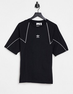 Черная премиум-футболка со вставками adidas Originals-Черный цвет
