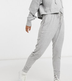 Серые меланжевые джоггеры для дома из супермягкой ткани в рубчик ASOS DESIGN Petite (от комплекта)-Серый
