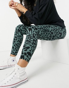 Леггинсы цвета хаки с леопардовым принтом ASOS DESIGN-Многоцветный