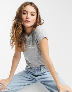 Серая футболка с короткими рукавами и логотипом Abercrombie & Fitch-Серый