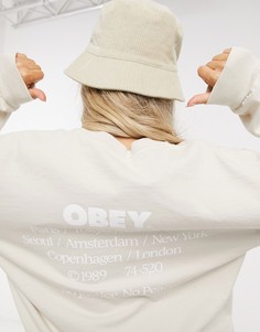 Свободная футболка с принтом на спине Obey-Кремовый