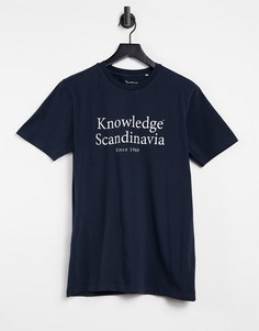 Темно-синяя футболка из органического хлопка Knowledge Cotton Apparel-Темно-синий