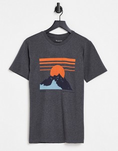 Серая футболка из органического хлопка с принтом горы Knowledge Cotton Apparel-Серый